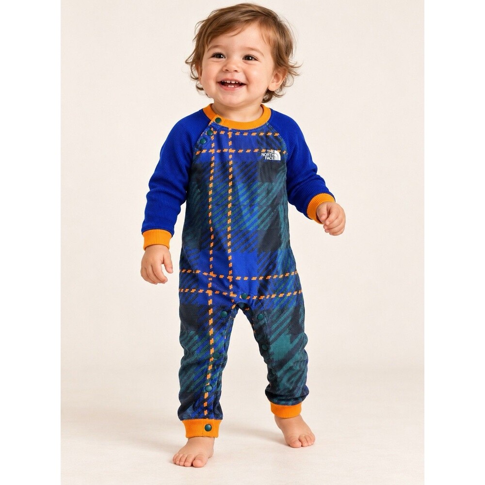 North Face Baby Waffle Base Layer One-Piece 12-18 Month Boy Girl Long Sleeve